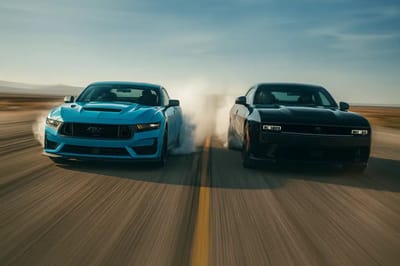 Dodge Charger Daytona EV faces off against Mustang Dark Horse, it only ends one way