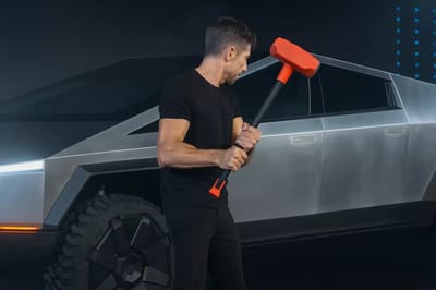 Tesla sets up booth in Vancouver mall so people can test just how strong the Cybertruck's body really is