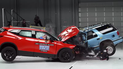 A 2026 Chevrolet Blazer and a 1996 Chevrolet Blazer are put head-to-head in a crash test to show how much has dramatically changed in 30 years