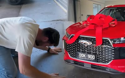 Man bought an extremely cheap Chinese SUV online and upon seeing it in person falls to his knees