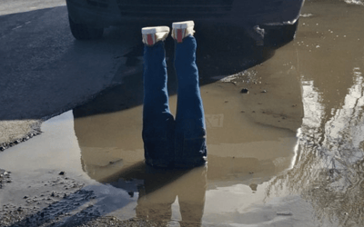 Man took matters into his own hands and put fake legs in a pothole