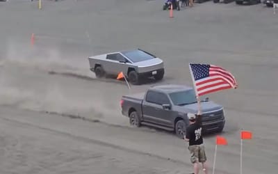 Ford F-150 Lightning literally leaves Tesla Cybertruck in the dust at Moses Lake Sand Dune drag race