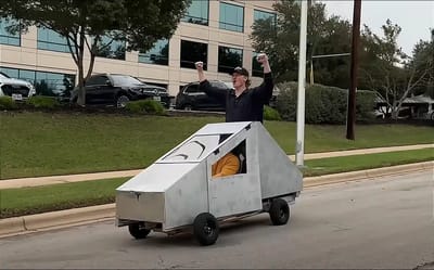 US man built a unique Tesla Cybertruck out of trash and tried to drive it on roads but it didn’t quite go to plan