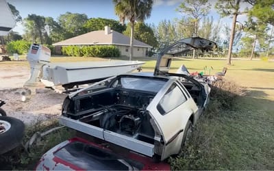 Maverick finds forgotten DeLorean in a yard and is turning it into a V6 twin-turbo Tesla hybrid