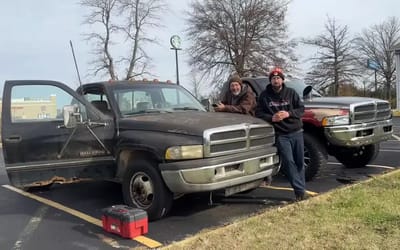 Father and son duo from Arizona believe they’re accomplished a first by driving two Dodge trucks over 2,000 miles from Michigan to Tucson