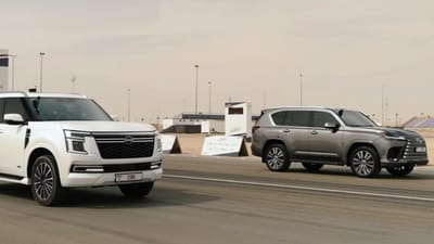 Nissan Patrol Y63 and Lexus LX600 go head-to-head in a heavyweight twin-turbo V6 drag race but only one comes out on top