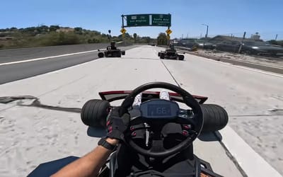 California man tests three of the world's fastest electric go-karts by taking them on the highway and says one thrill stands out to him
