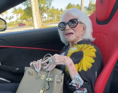 Entrepreneur takes his 102-year-old mom for a spin in his Ferrari, she was 'born ready' for this moment