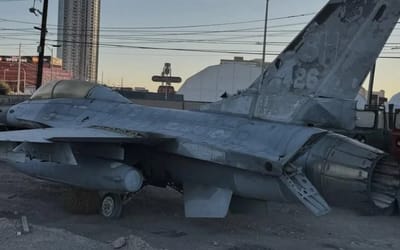 Someone found an F-16 in a storage dump in Las Vegas and Google Maps seems to confirm it