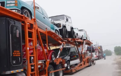 After taking delivery of 17 classic cars to his ranch, Texas dad surprises son with dream birthday truck