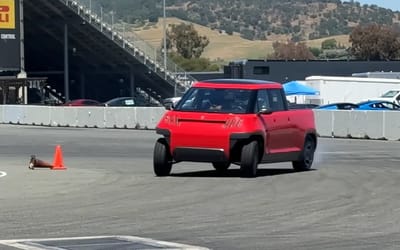 A Telo MT1 minitruck took to a track and put on a fine display of drifting