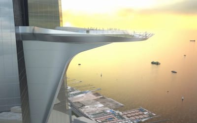 This futuristic Saudi skyscraper will lift visitors 630 meters on carbon fiber ropes