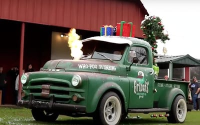 1952 Dodge B3 truck turned into flame-throwing Grinch mobile