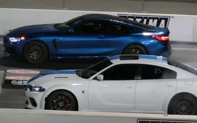 This BMW M8 raced Challenger and Charger Hellcats in Nevada