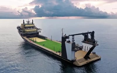 Semi-submersible vessel transformed into huge superyacht