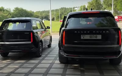 Side-by-side comparison of the $4,000 Range Rover we unboxed from China next to a real Range Rover shows how comically different they are