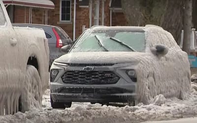 A broken water main in Michigan plus freezing temperatures turned some cars into giant ice cubes