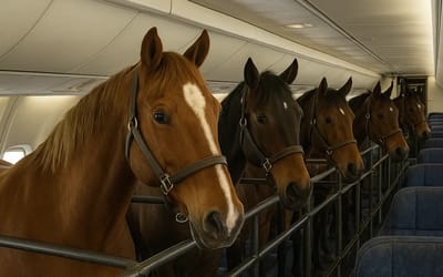 Olympic horses fly on a special modified Boeing 727 called 'Air Horse One'