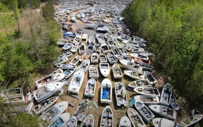 Huge boat graveyard in Georgia filled with hundreds of boats