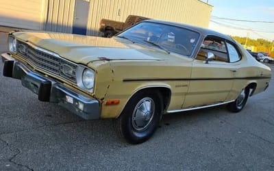 lucky-man-exploring-private-property-plymouth-gold-duster-1973