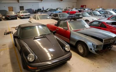 50-classic-porsches-ferraris-indoor-tennis-court-abandoned