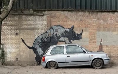 Latest work of anonymous street artist Banksy involves a car