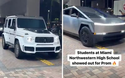 Miami high school prom somehow looked like a car show with the vehicles on display