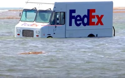 Massachusetts FedEx driver got stuck and had to be rescued from road that disappears twice a day