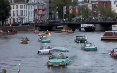 Boat car hybrids take last ride through Amsterdam before ban