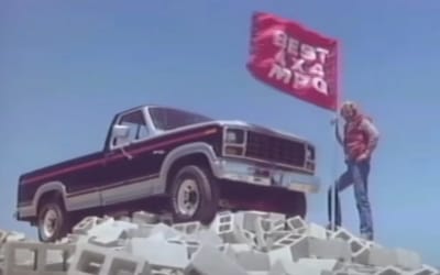 Ford commercials from the 80s were wild - trucks were stacked like blocks, suspended from cranes, and dropped out of planes