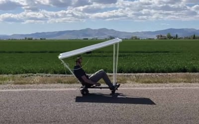 American man builds an infinite range solar powered car using a broken hoverboard