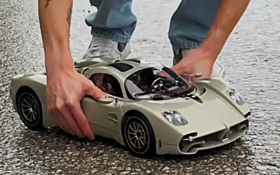 This 1:8 scale Pagani Utopia model with 556 parts took a man over 24 hours to build