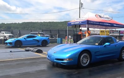 C8 Chevrolet Corvette drags an older C5 and it ends with a surprise