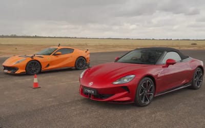 EV vs gas drag race between Ferrari and electric MG car is way closer than you’d expect