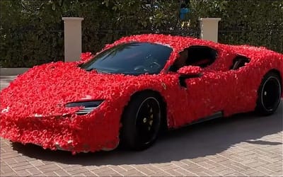 Perfect boyfriend got his partner a rose-covered Ferrari for Valentine’s Day