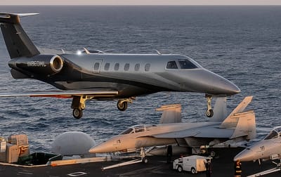 Video shows the first time a civilian plane was allowed to fly within 10ft of a US supercarrier for special purpose