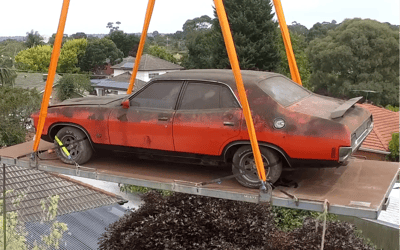 Priceless Ford muscle car airlifted by crane after 40 years in hiding was a rescue that should have been impossible