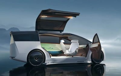 This futuristic Space concept car is a minivan from the year 2050