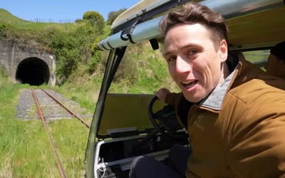 Canadian drives a golf cart on train tracks then stumbles upon a mysterious abandoned car begging to be restored