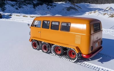 Meet the Half-track Fox, an 8-wheeler tank based on a VW Bus