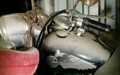 Friends paid $960 for abandoned storage unit and found a 1950s Harley Davidson, but the real treasure was on four wheels beside it