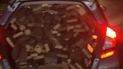Man loads 1,000lb of wood into his tiny Honda Fit and gives everyone the same terrifying warning
