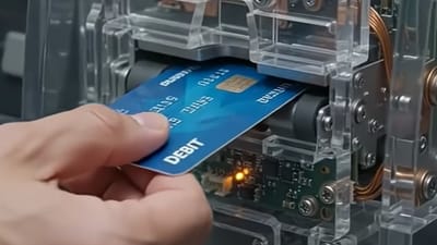 This is what the internal machine that takes your card in ATMs actually looks like and how it works