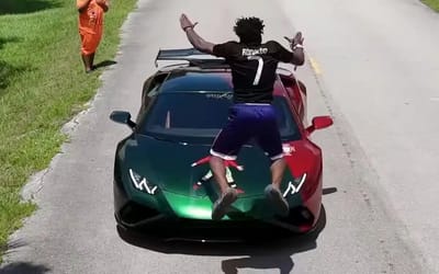 IShowSpeed jumps over his Cristiano Ronaldo-themed Lamborghini Huracan