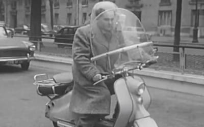 A bizarre heated motorbike helmet was invented in the 1950s