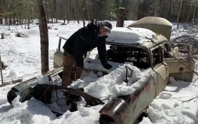 Incredibly this family found an abandoned Pontiac Chieftain in their own backyard