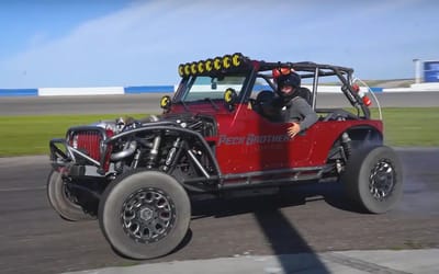 Brother surprised with news he was to compete against pro drift drivers in western USA with 1,000HP Jeep