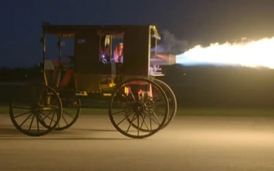Jet-powered Amish buggy is wooden-wheeled with Boeing gas turbine