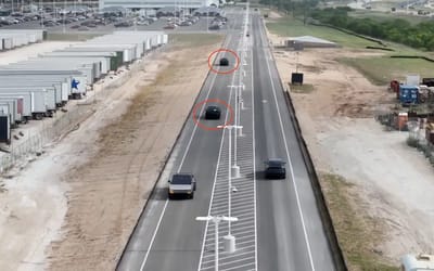 Drone images from Giga Texas show two cryptic Teslas being escorted by a Cybertruck
