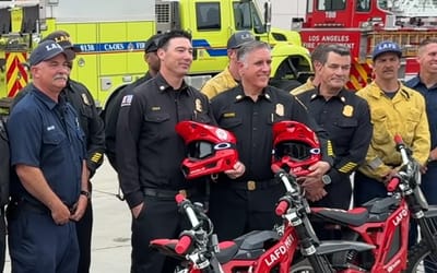 Los Angeles firefighters have found the ultimate way to beat traffic and let's just say mere civilians could never